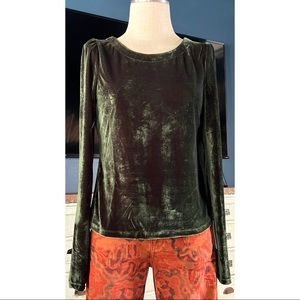Anthropologie Open Back Velvet Blouse Top M